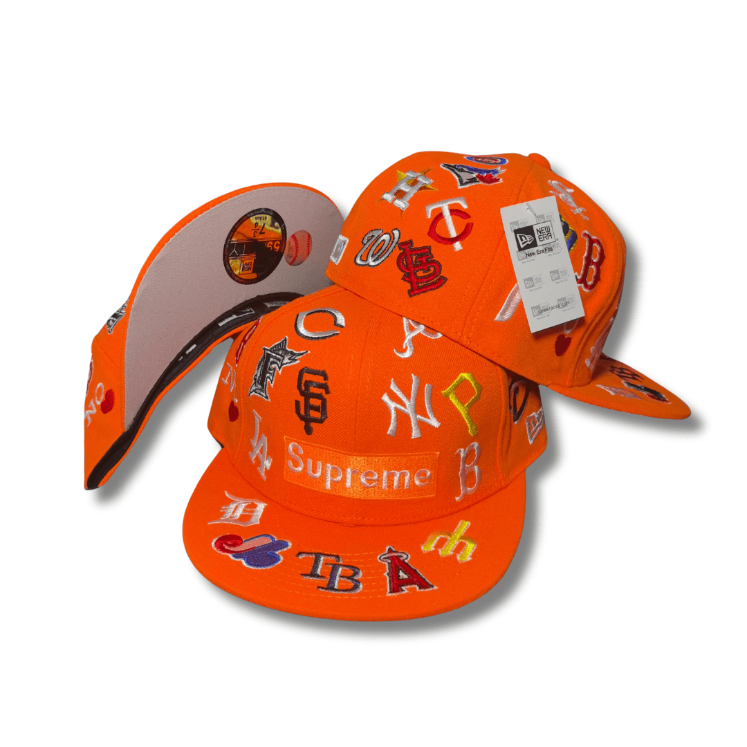 Supreme x New Era Multi-Logo MLB 59FIFTY Vibrant Orange Cap