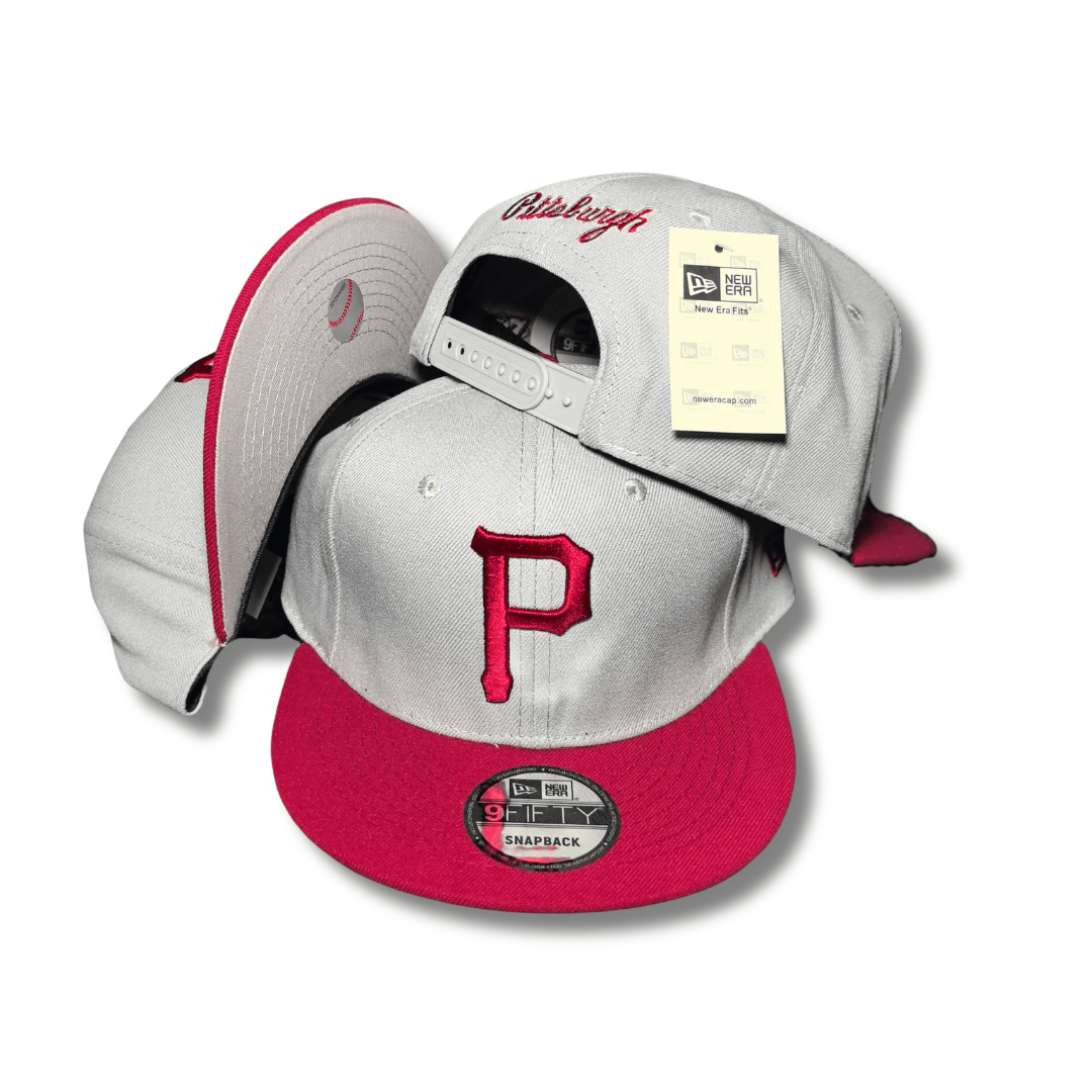 Gray and Red with Pittsburgh Embroidery and Adjustable Fit Snapback Cap
