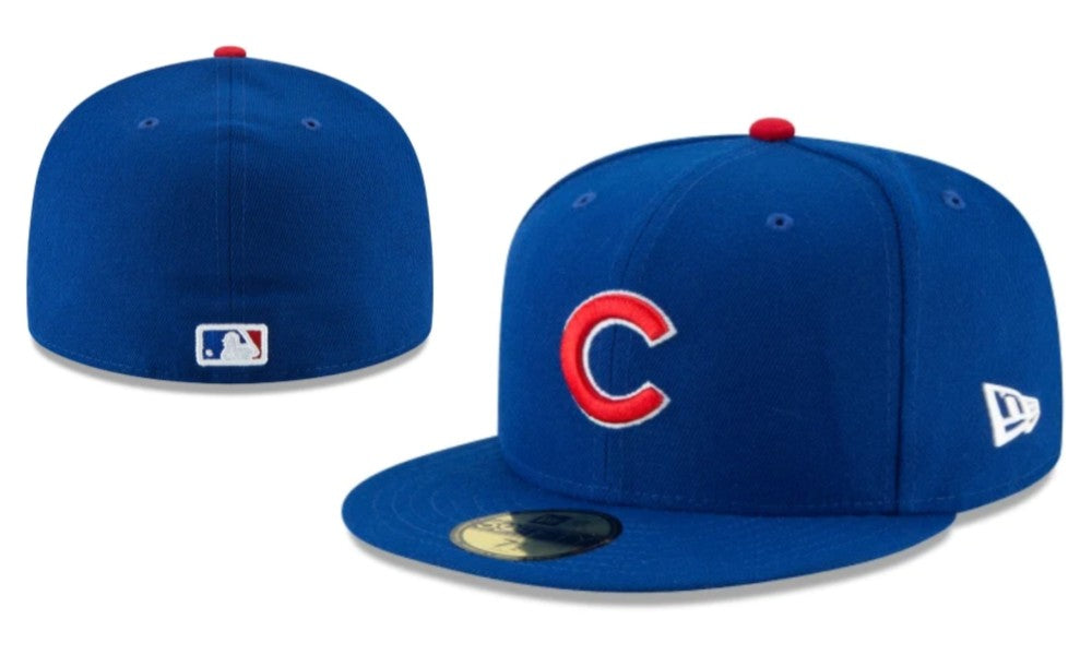Chicago Cubs Fitted Hat - Royal Blue with Red and White Logo