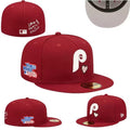 Philadelphia Phillies Love & Hustle 1980 World Series 59FIFTY Hat - Burgundy with Heart Embroidery