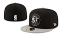 Brooklyn Nets NBA Snapback Cap with Embroidered Logo and Gray Brim - Black