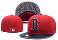 Boston Red Sox Red and Navy Fitted Hat with Bold Undervisor "BOSTON" Lettering