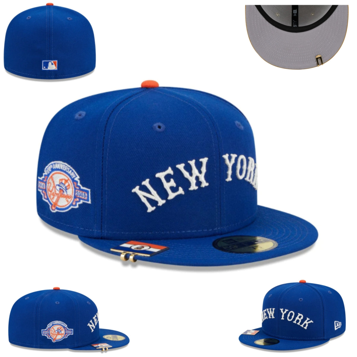New York Yankees 100th Anniversary Fitted Cap - Royal Blue with Commemorative Patch