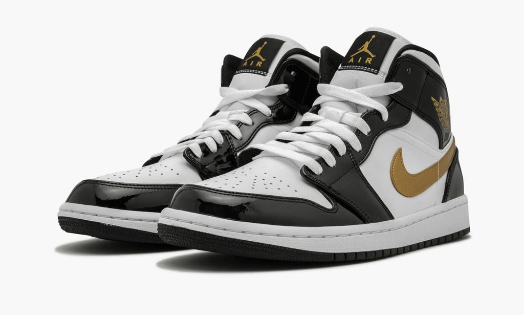Air Jordan 1 Mid SE "Black Gold Patent Leather" Sneakers