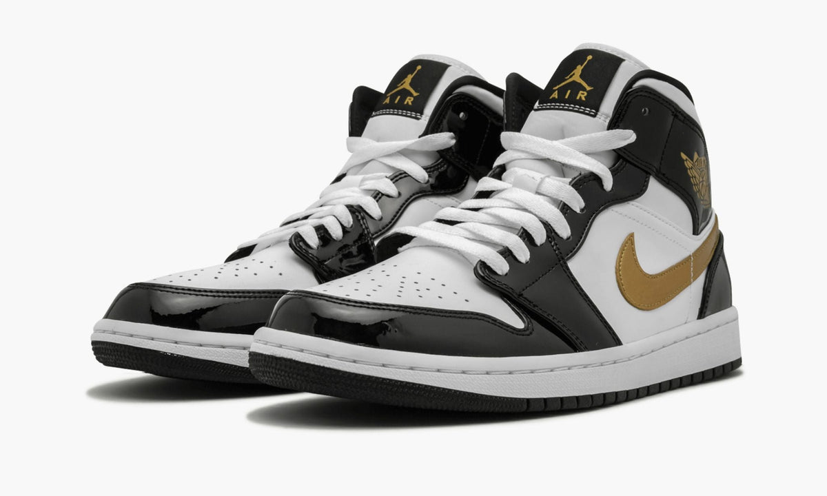 Air Jordan 1 Mid SE "Black Gold Patent Leather" Sneakers