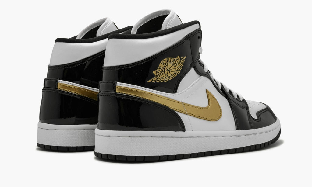 Air Jordan 1 Mid SE "Black Gold Patent Leather" Sneakers