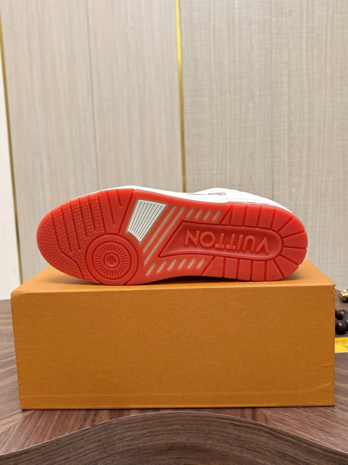Louis Vuitton Red and Blue Accent Sneakers — detail