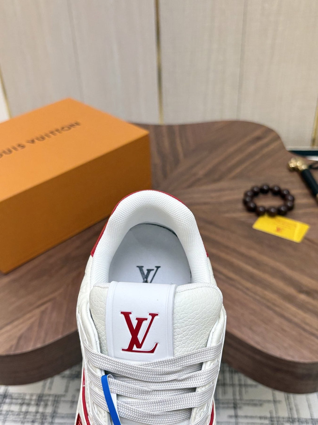 Louis Vuitton Red and Blue Accent Sneakers — detail