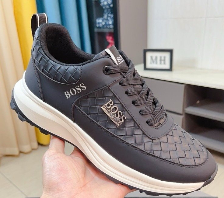 Hugo Boss Dark Gray Woven Panel Sneakers — hero