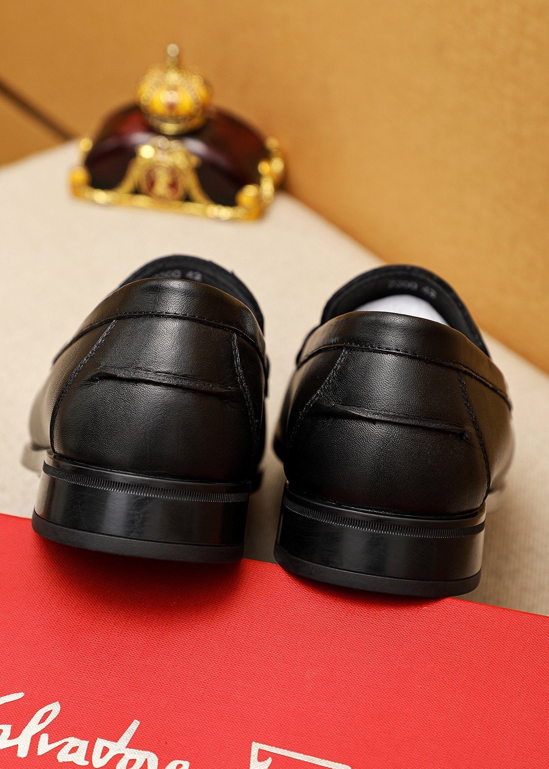 Ferragamo Black Metal-Bit Loafers — back