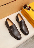 Louis Vuitton Dark Brown Textured Loafers — hero