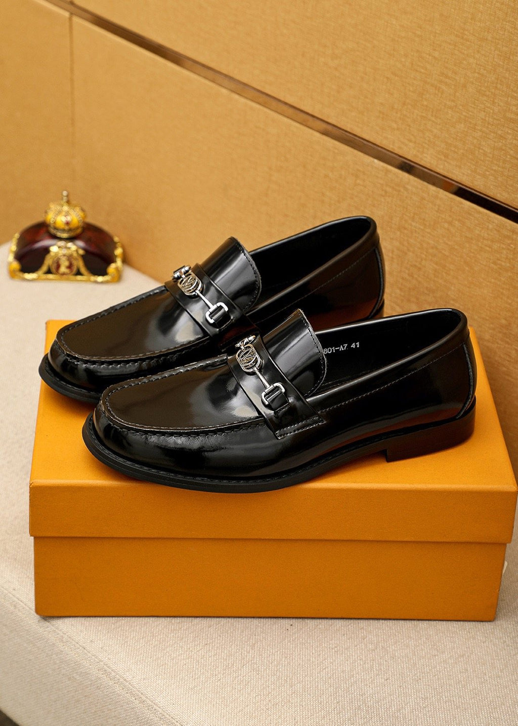 Louis Vuitton Black Metal-Hardware Loafers — front