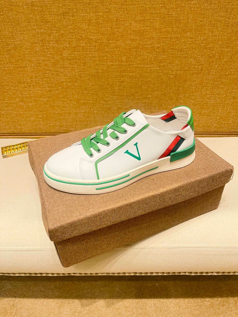 White Green Red Low-Top Sneakers — side