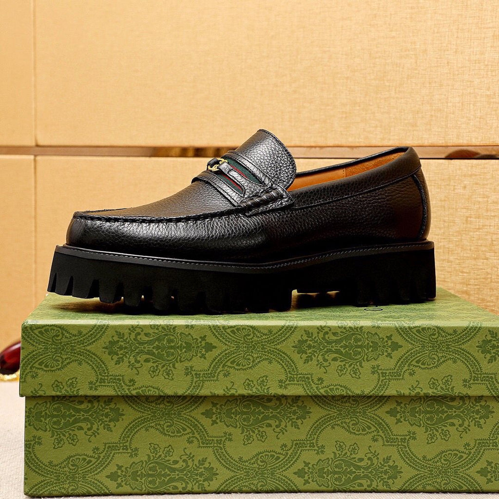 GUCCI Black Lug-Sole Loafers — side