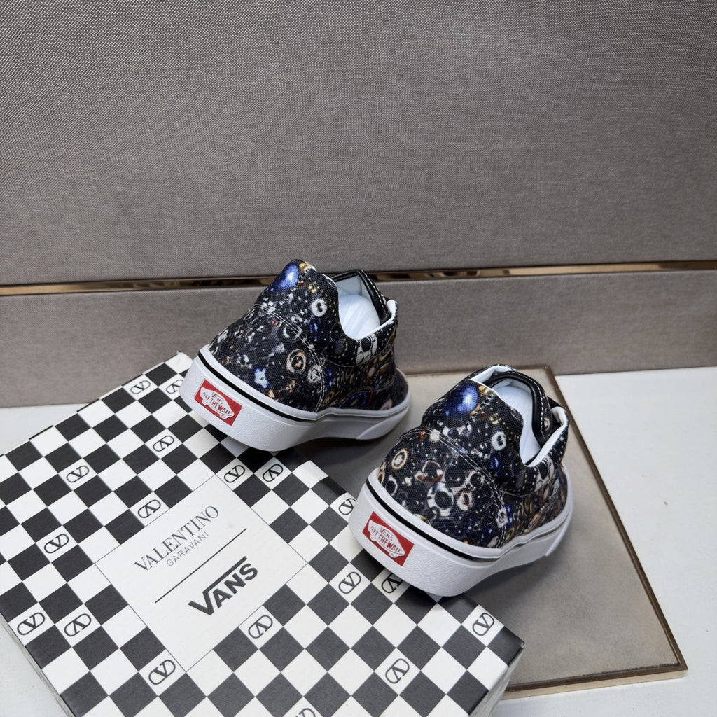 Vans Black Floral Print Low-Top Sneakers — back