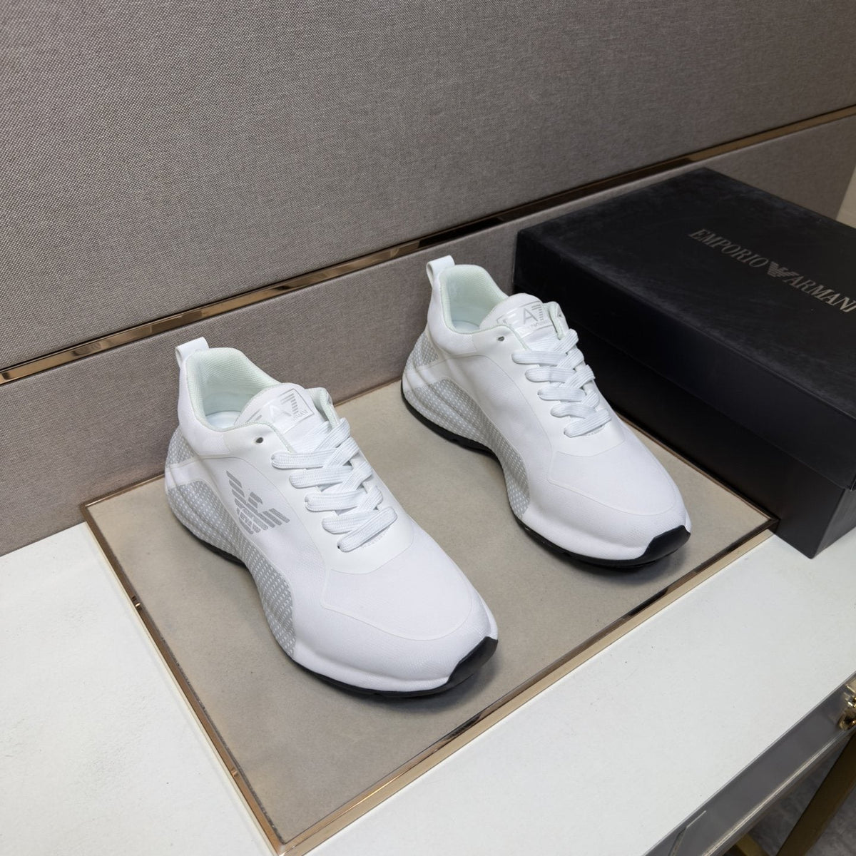 Emporio Armani Textured Panel Sneakers — front