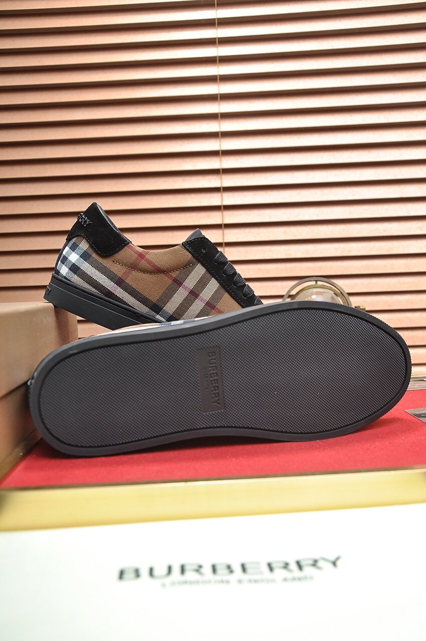 Burberry Tan Plaid Low-Top Sneakers — back
