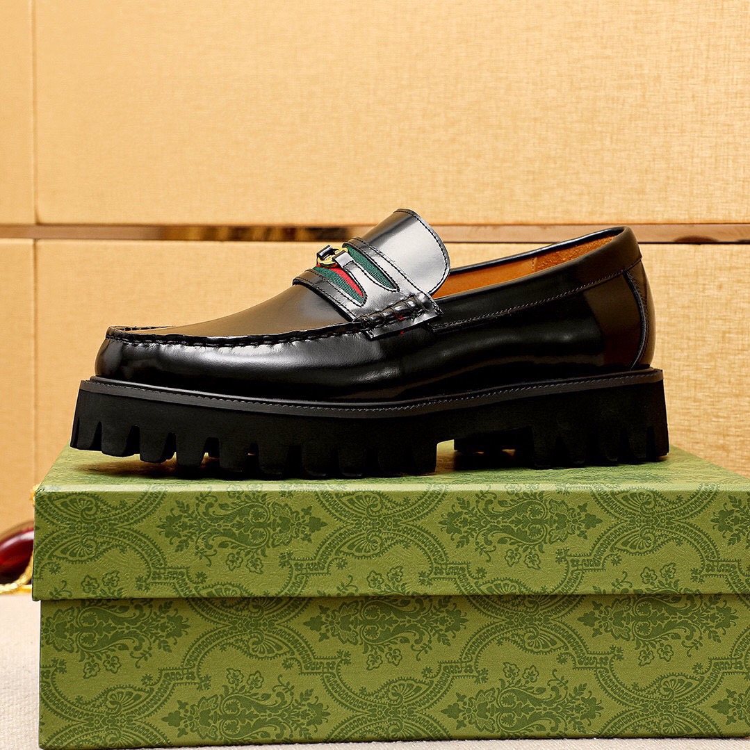 Gucci Leather Lug-Sole Loafers — side