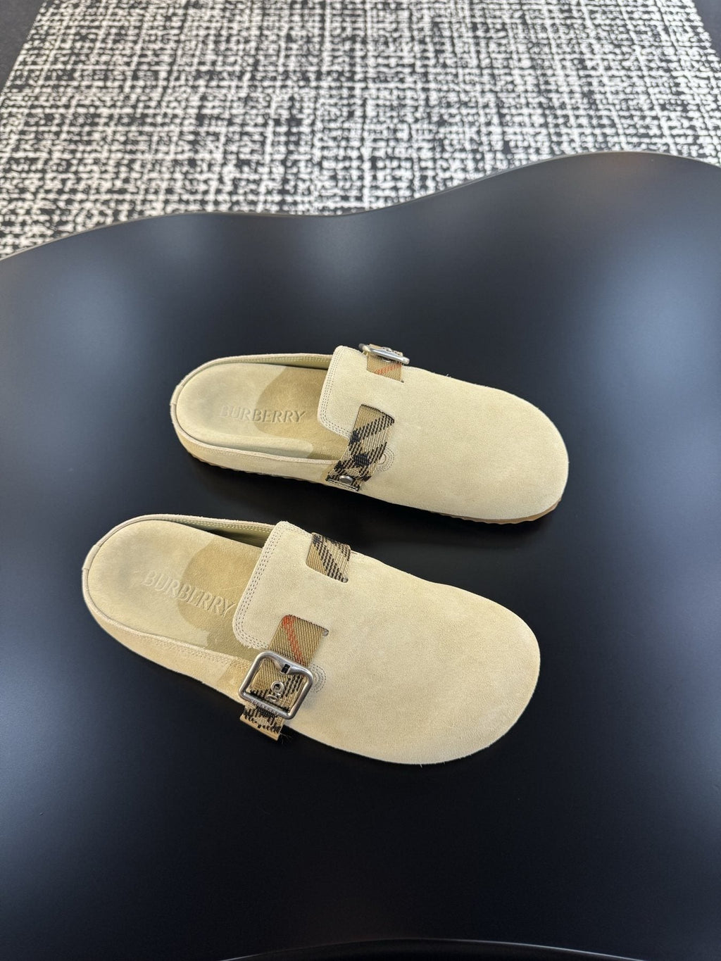 Burberry Men's Adjustable Buckle Slide Sandals — front