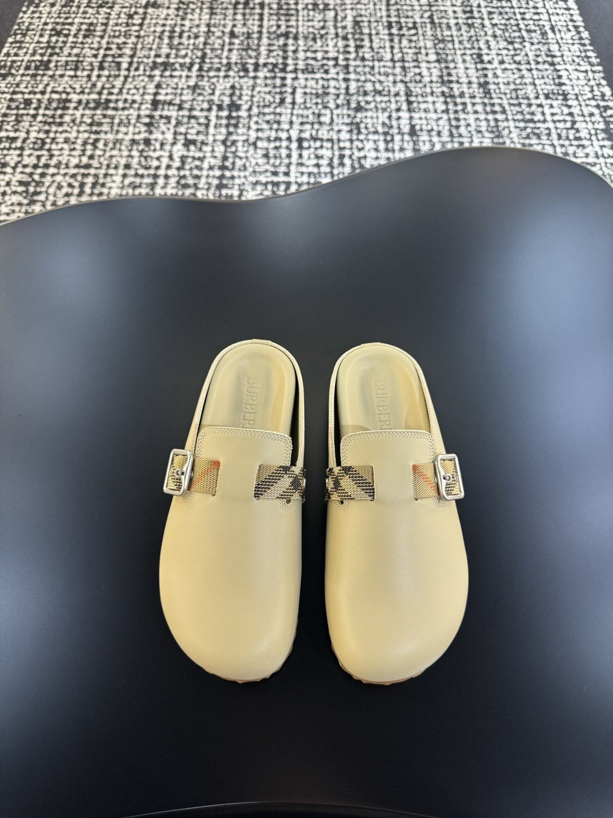 Burberry Men's Adjustable Buckle Slide Sandals — front