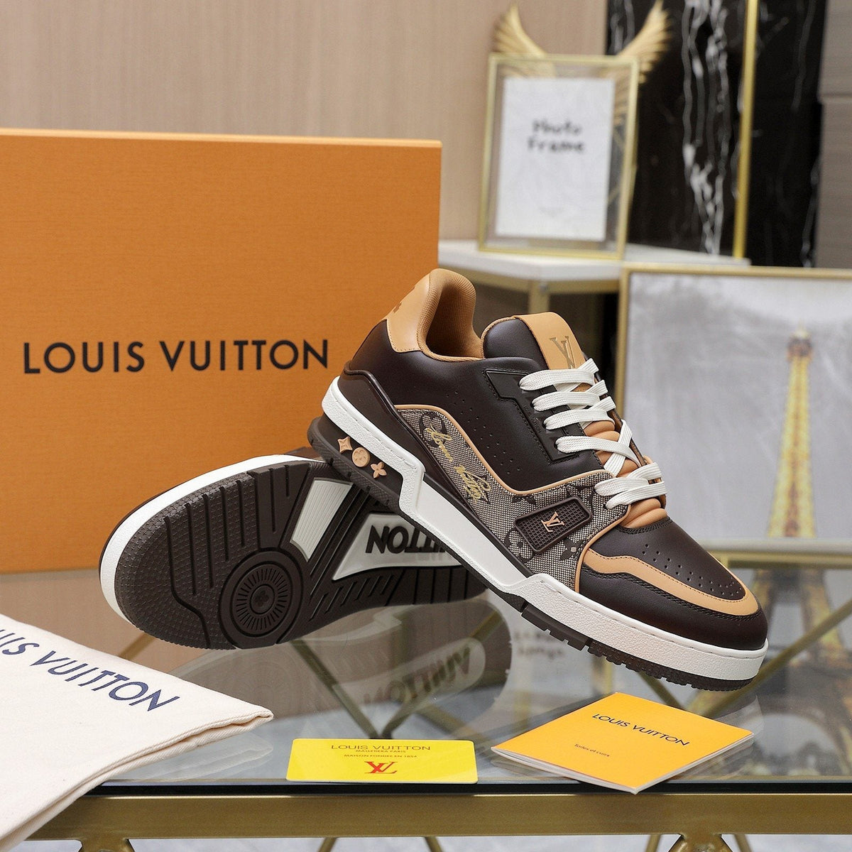 Louis Vuitton Black and White Low-Top Sneakers — side