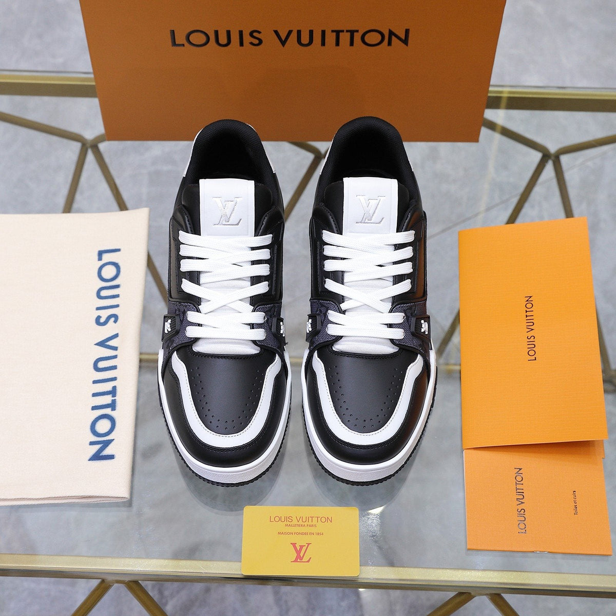 Louis Vuitton Black and White Low-Top Sneakers — hero