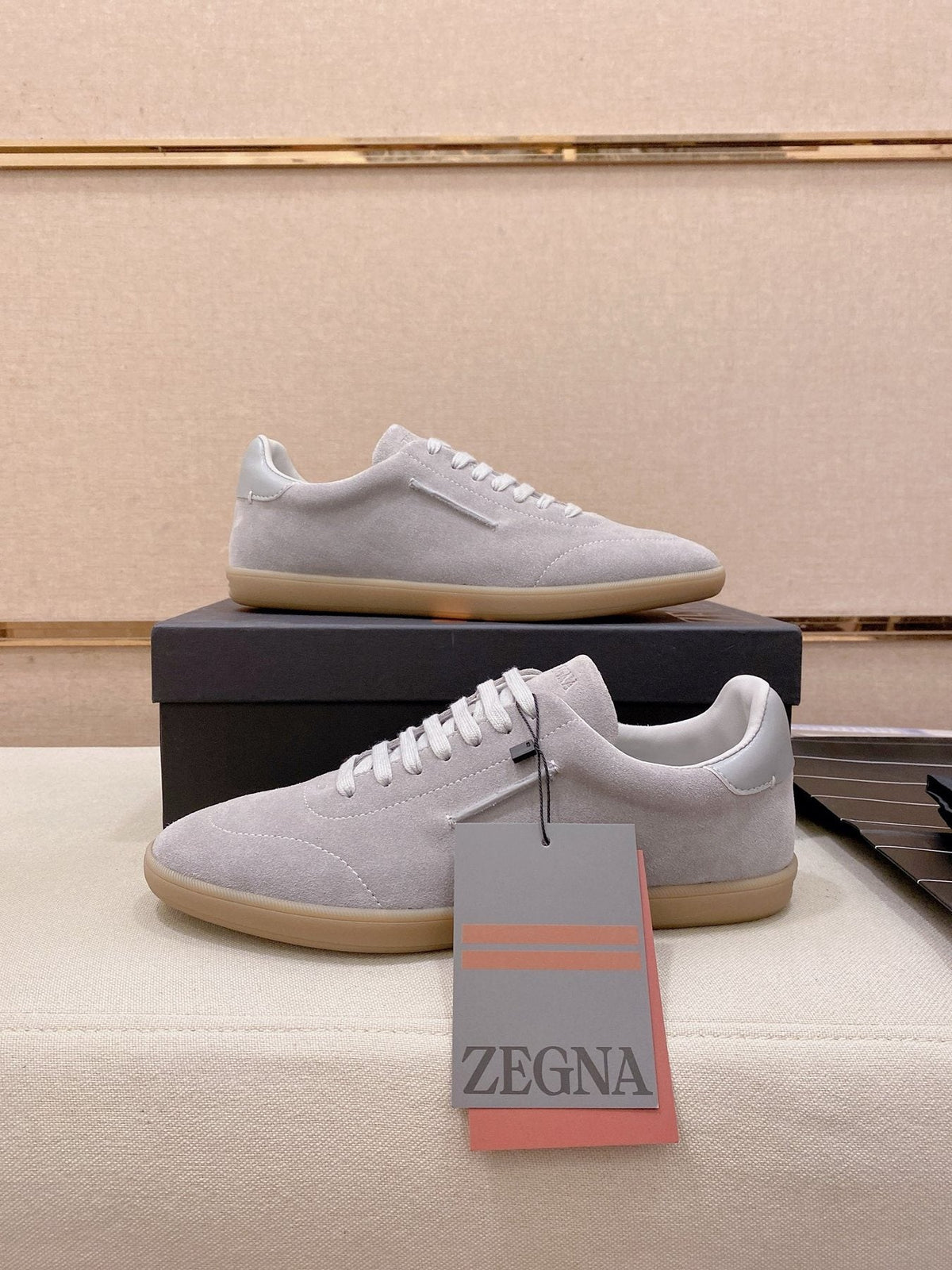 Zegna Suede Low-Top Sneakers — front