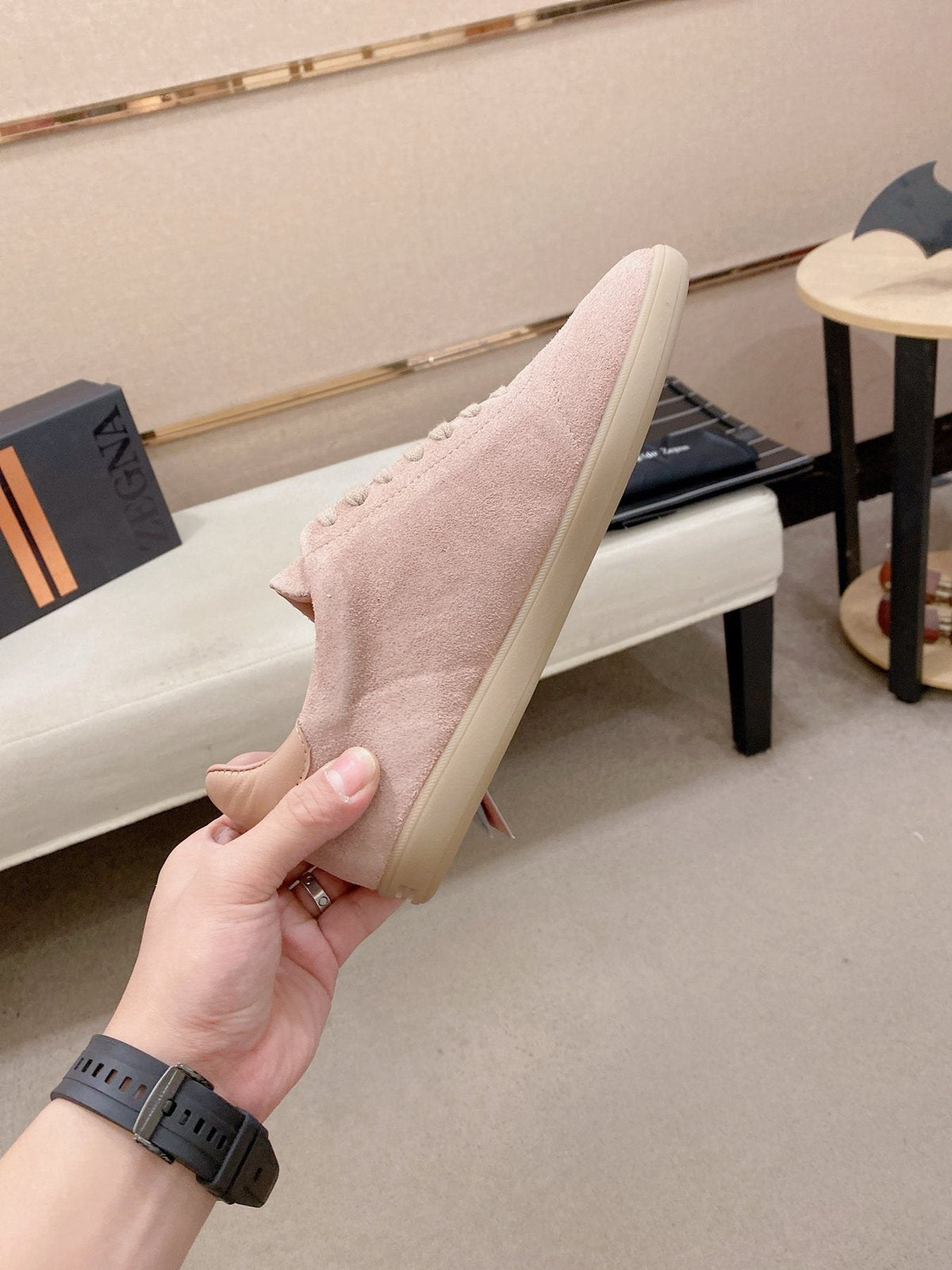 Zegna Suede Low-Top Sneakers — side