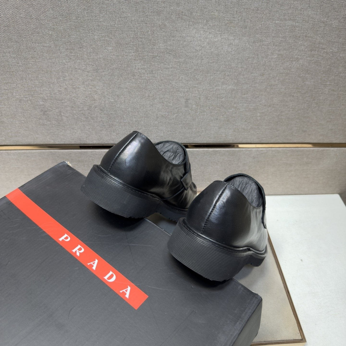 Prada Black Lug Sole Slip-On Shoes — back