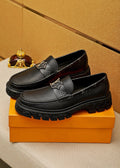 Louis Vuitton Black Textured Lug Sole Loafers — hero