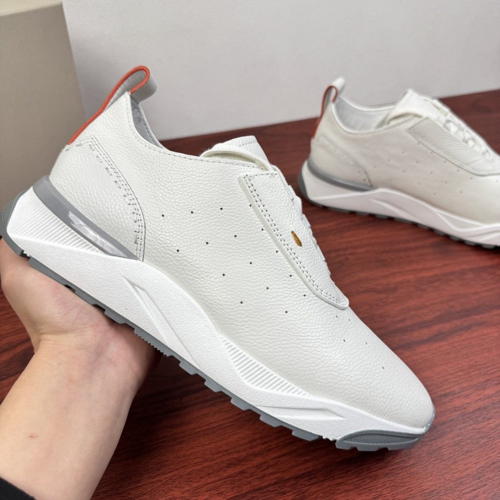 Santoni Perforated Leather Low-Top Sneakers — model