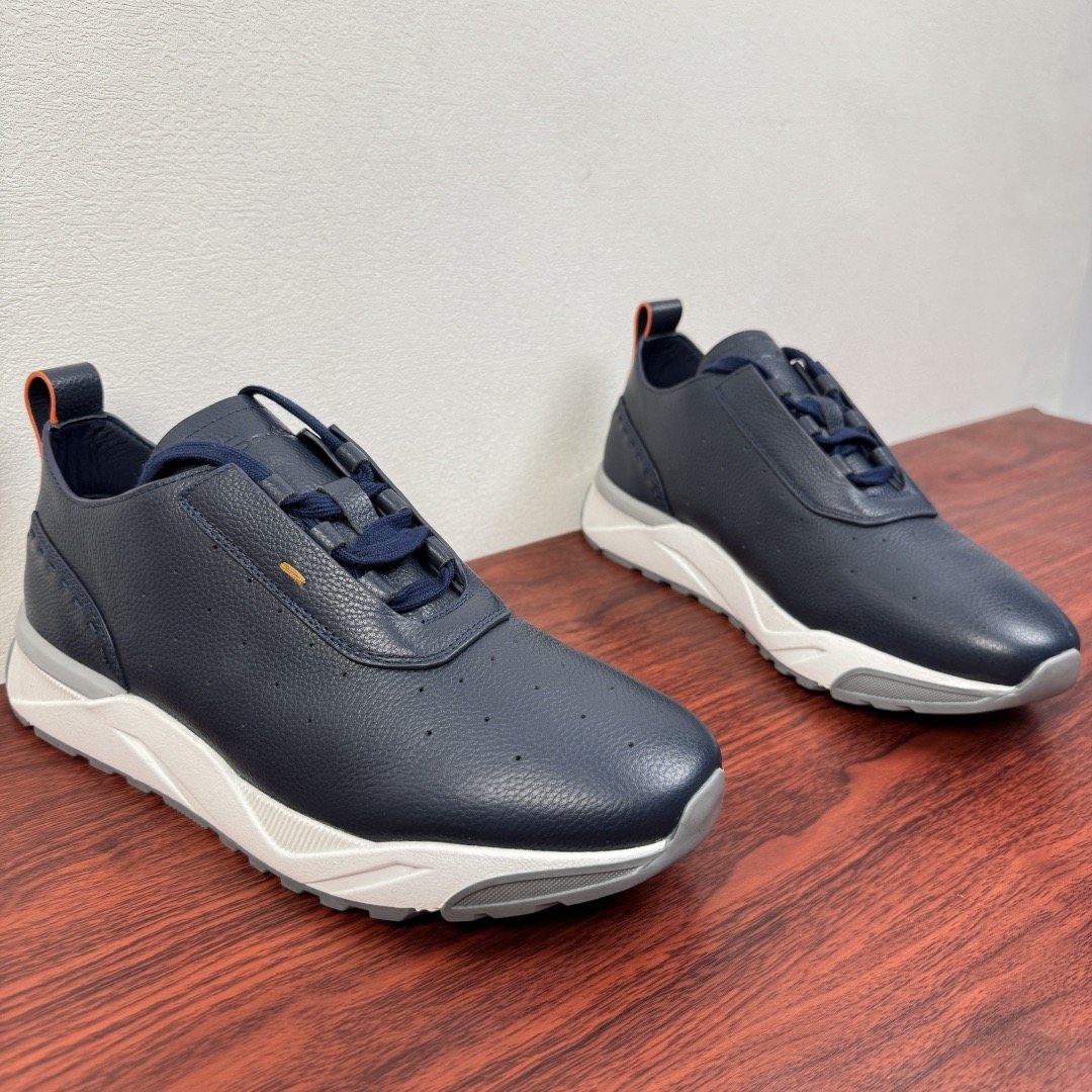 Santoni Perforated Leather Low-Top Sneakers — front