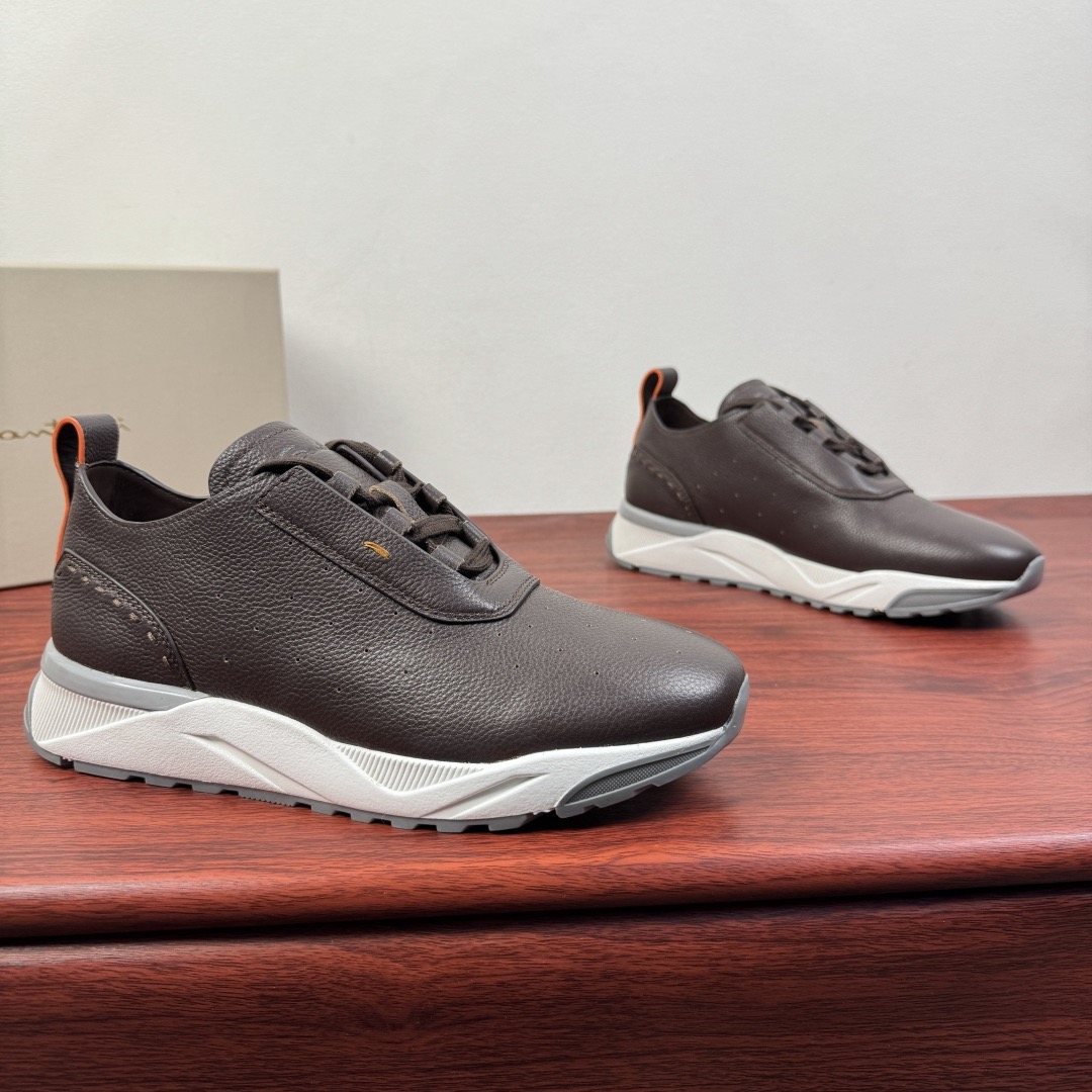 Santoni Perforated Leather Low-Top Sneakers — hero