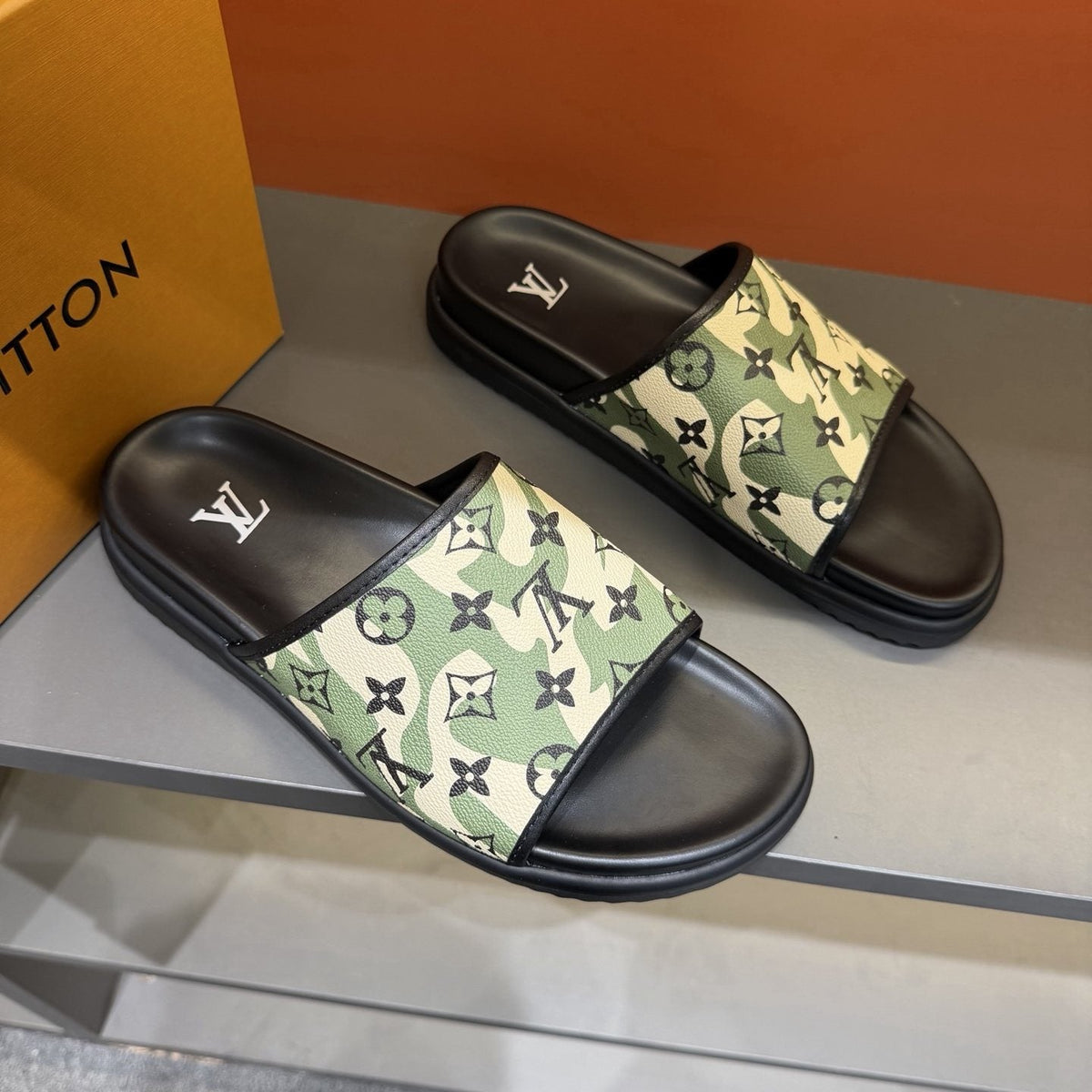 Louis Vuitton Monogram Pattern Slide Sandals — front