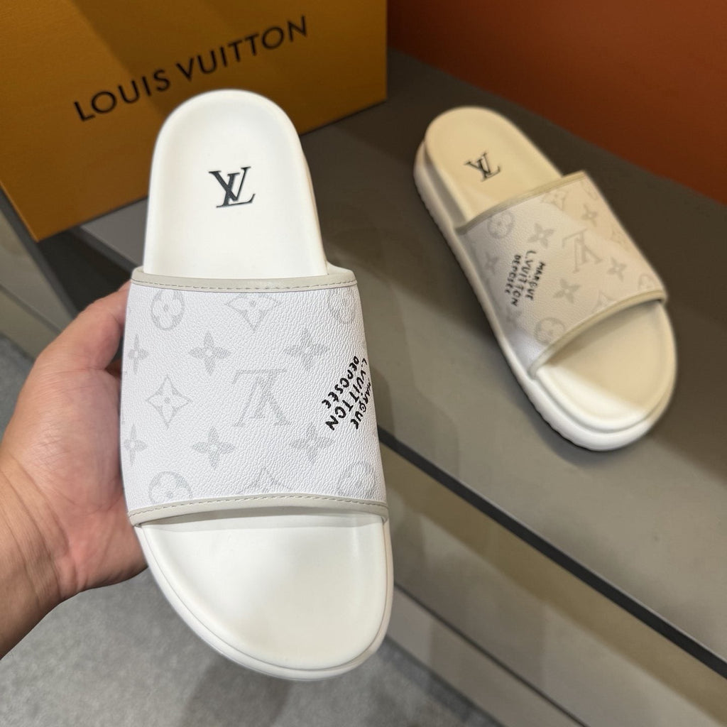 Louis Vuitton Monogram Pattern Slide Sandals — model