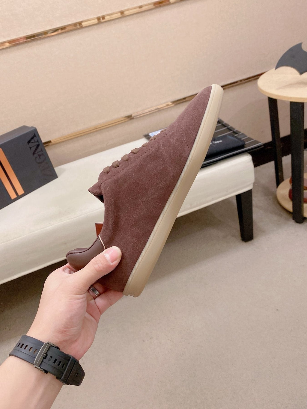 ZEGNA Suede Low-Top Sneakers — side