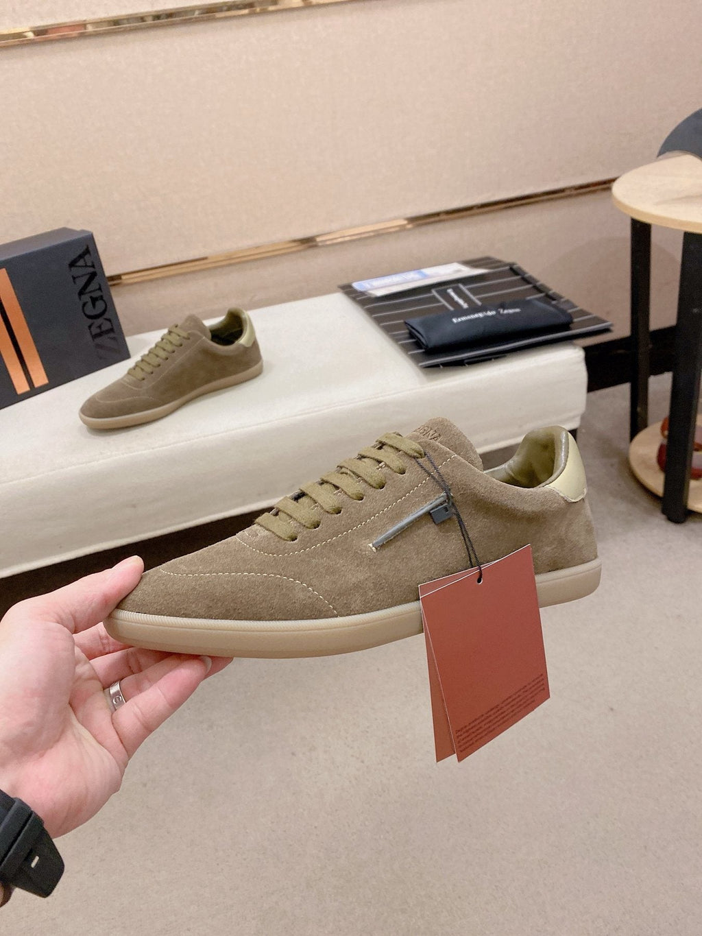 ZEGNA Suede Low-Top Sneakers — side
