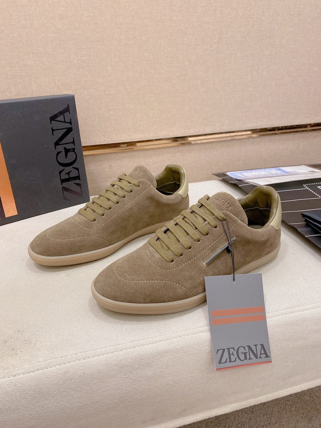 ZEGNA Suede Low-Top Sneakers — front