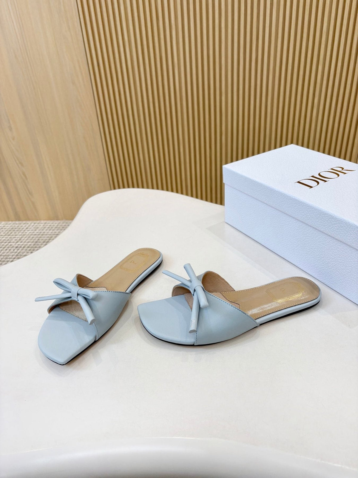 Dior Bow-Detail Slide Sandals — back