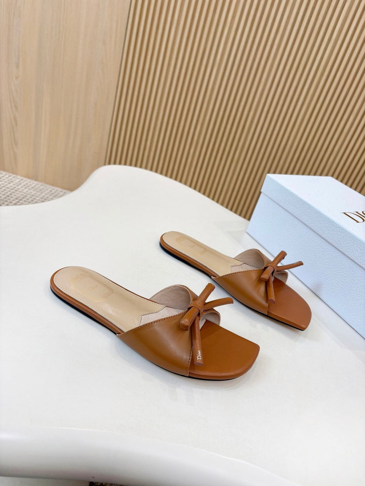 Dior Bow-Detail Slide Sandals — front