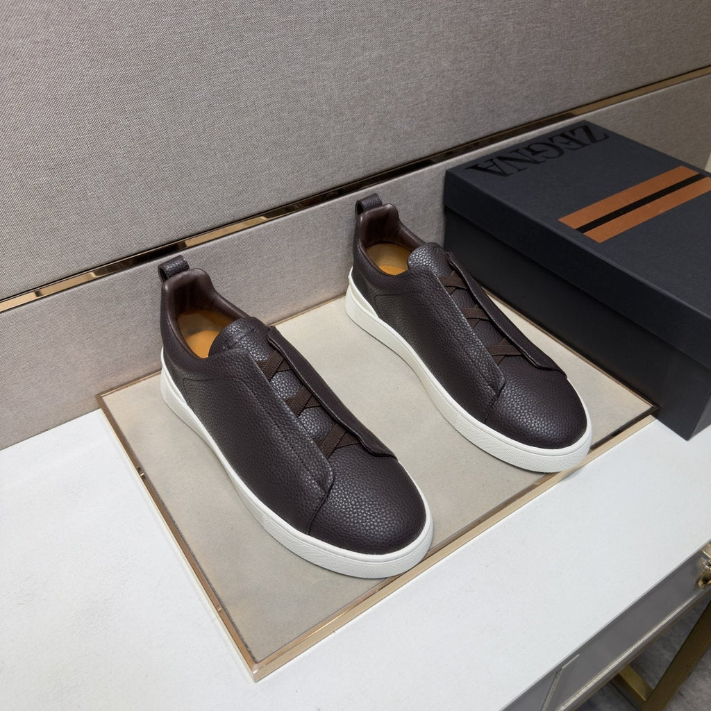 Zegna Navy Slip-On Sneakers — front