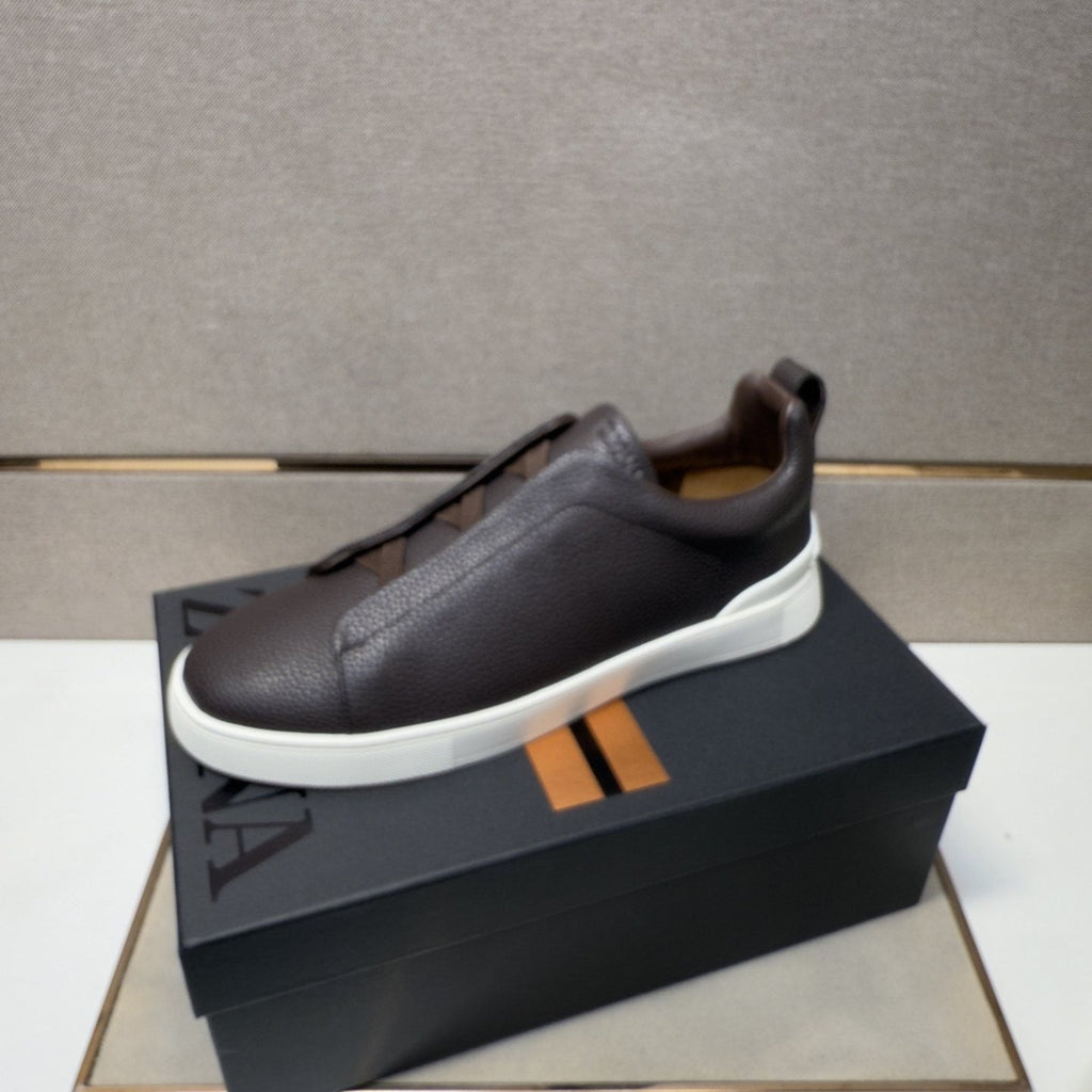 Zegna Navy Slip-On Sneakers — side