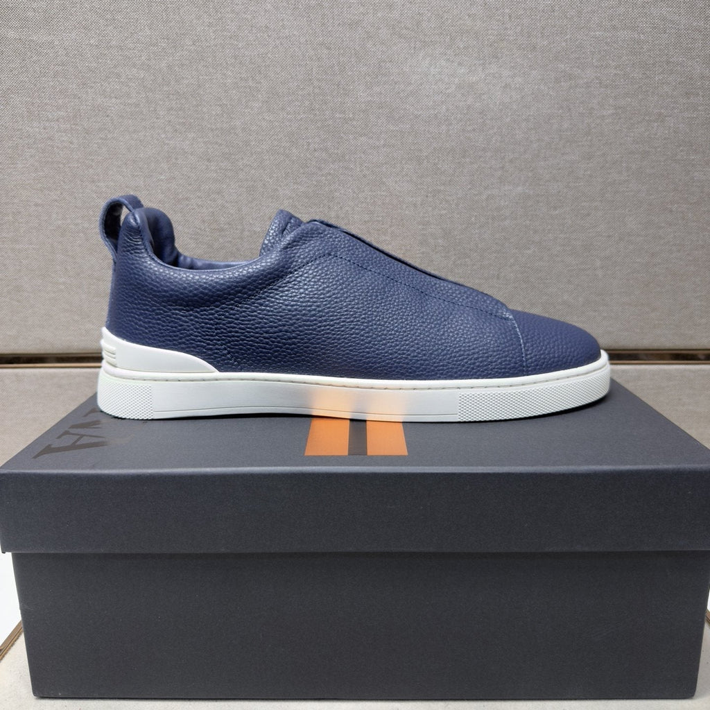 Zegna Navy Slip-On Sneakers — side