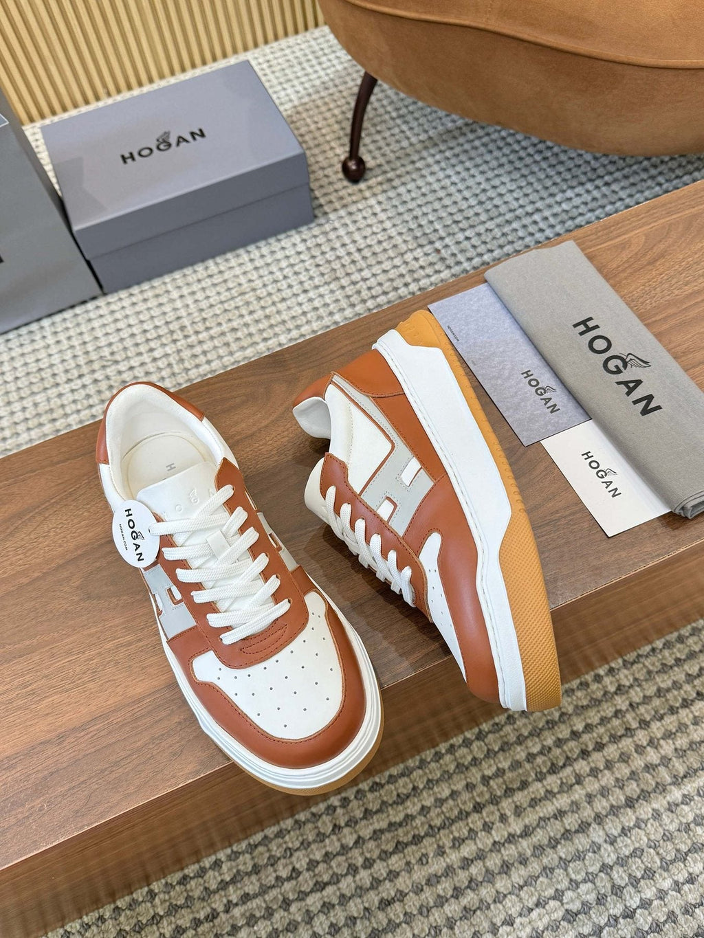 Hogan Black and White Platform Sneakers — front