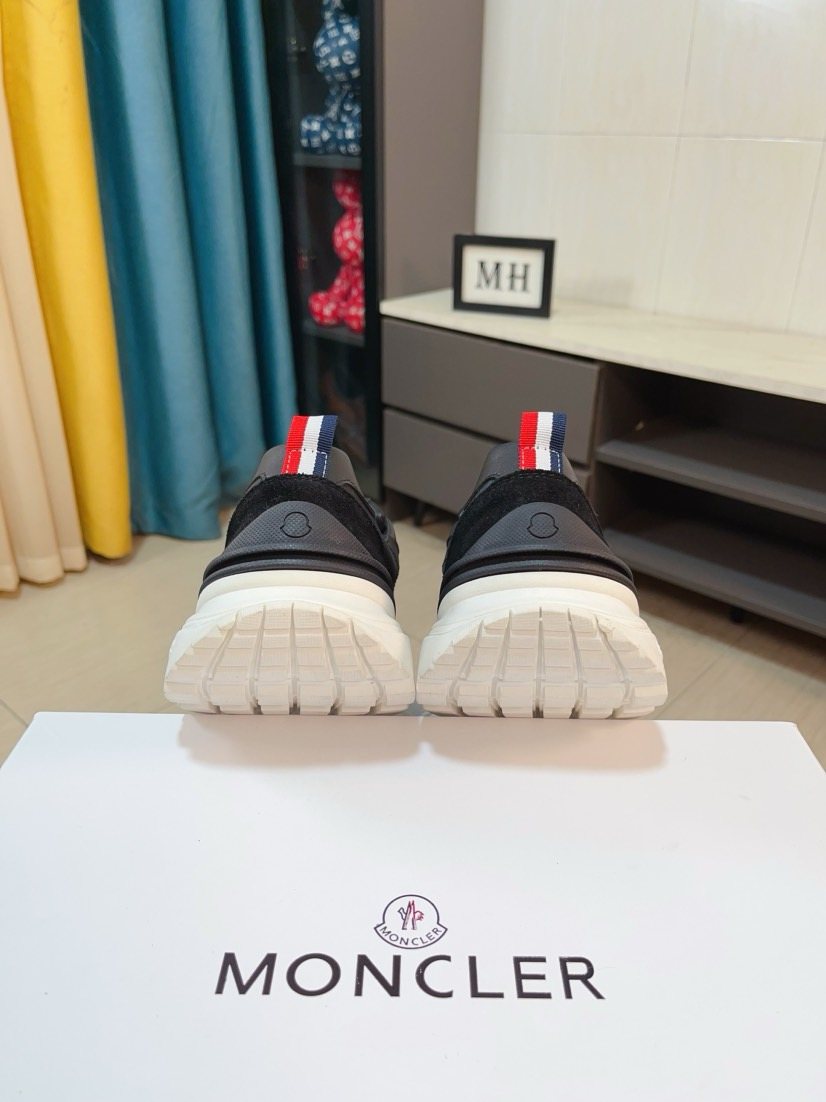 Moncler Black and Charcoal Low-Top Sneakers — back