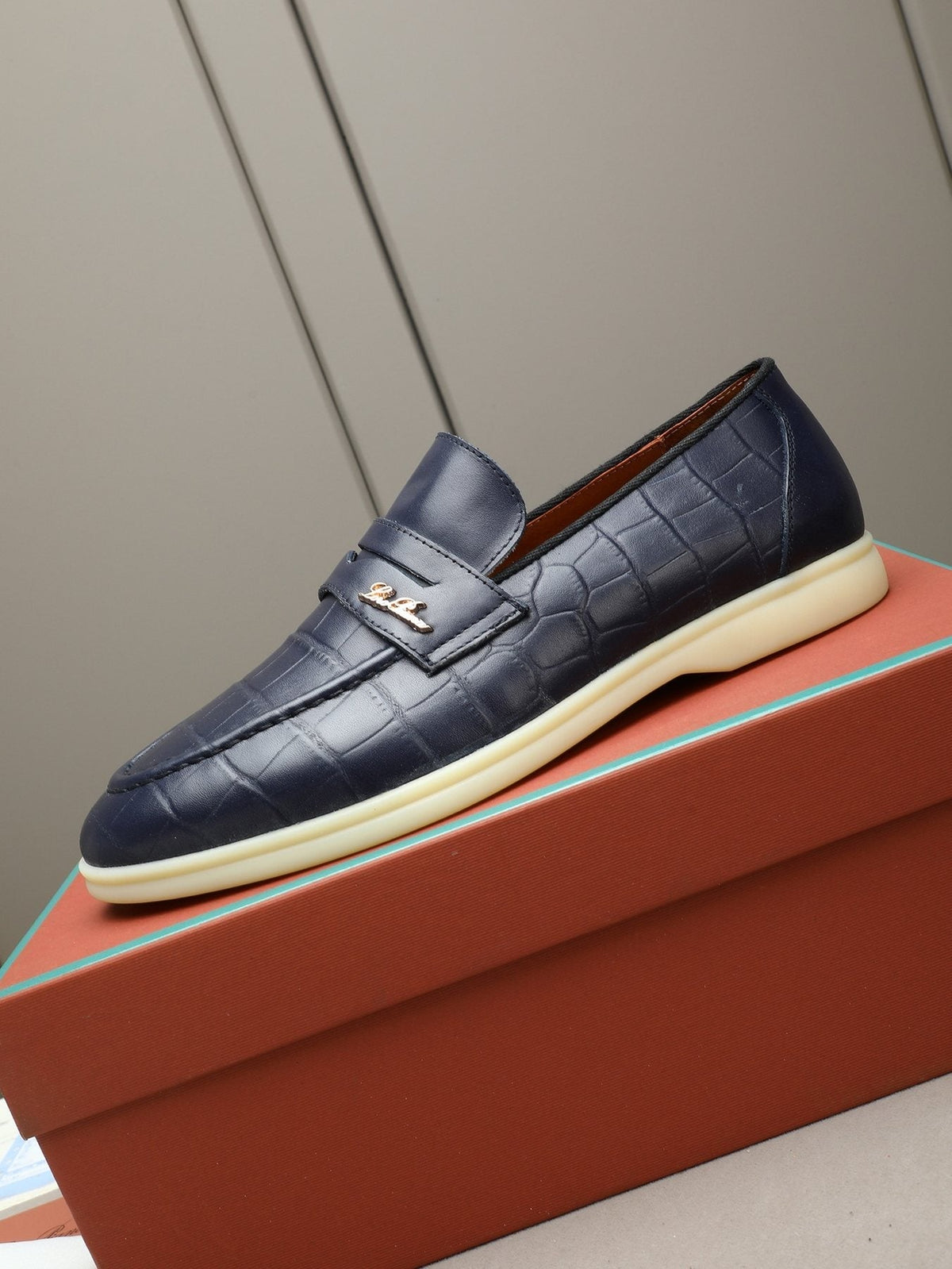 Loro Piana Crocodile-Embossed Loafers — front