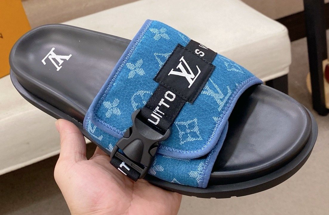 Louis Vuitton Monogram Buckle Slide Sandals — hero