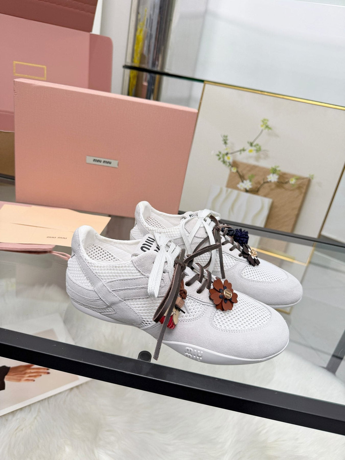 Miu Miu Floral Charm Sneakers — side