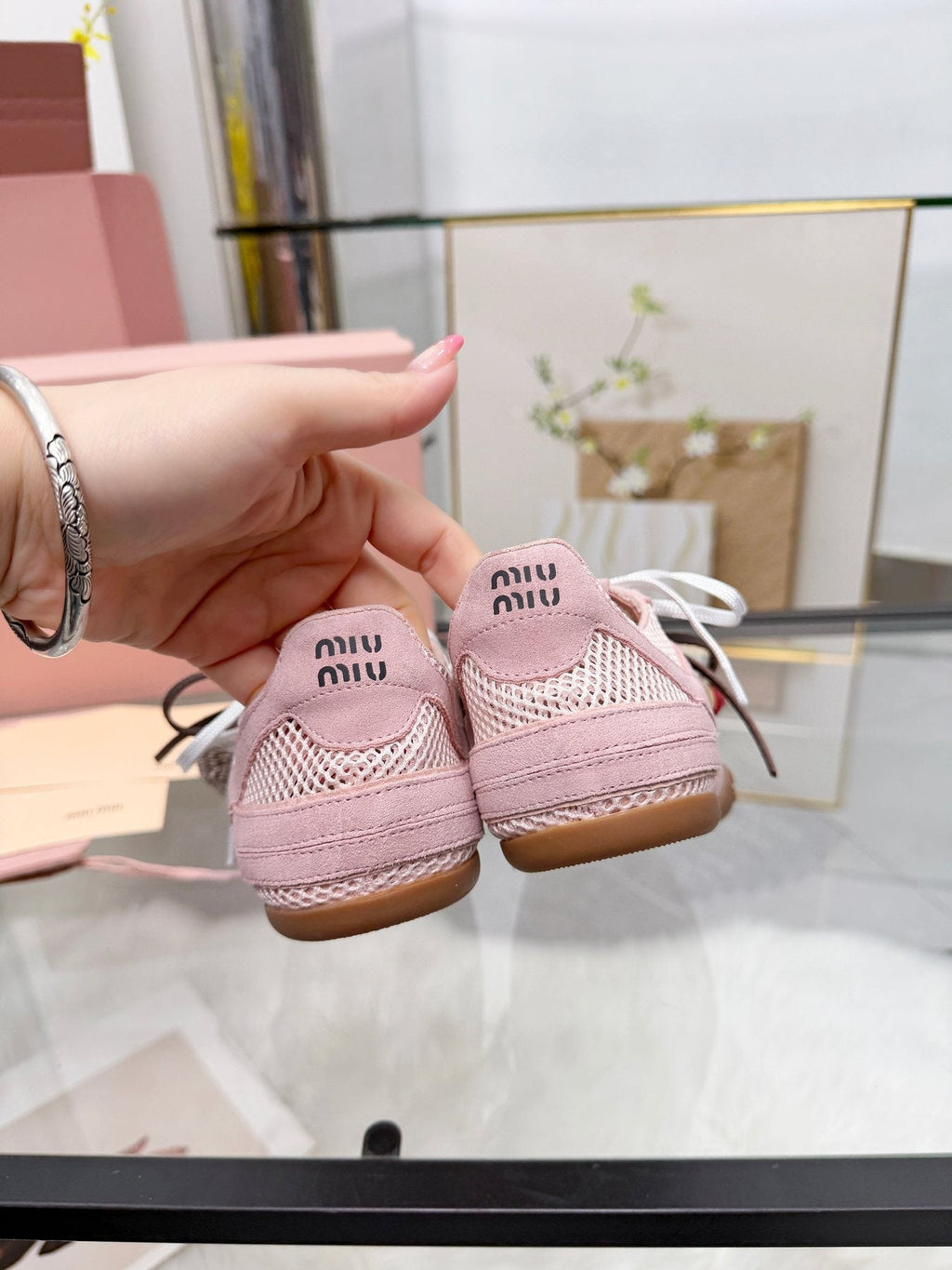 Miu Miu Floral Charm Sneakers — side