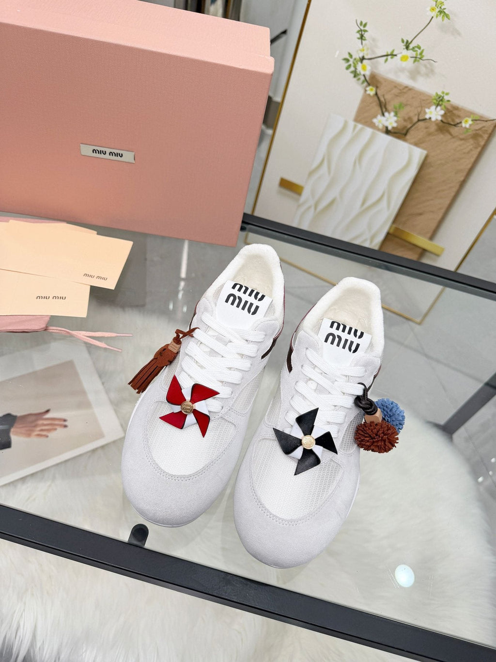 Miu Miu Floral Charm Sneakers — front